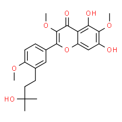 ChemSpider 2D Image | 5,7-Dihydroxy-2-[3-(3-hydroxy-3-methylbutyl)-4-methoxyphenyl]-3,6-dimethoxy-4H-chromen-4-one | C23H26O8