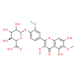 ChemSpider 2D Image | 4-(5,7-Dihydroxy-3,6-dimethoxy-4-oxo-4H-chromen-2-yl)-2-methoxyphenyl beta-D-glycero-hexopyranosiduronic acid | C24H24O14