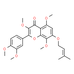 ChemSpider 2D Image | 2-(3,4-Dimethoxyphenyl)-3,5,8-trimethoxy-7-[(3-methyl-2-buten-1-yl)oxy]-4H-chromen-4-one | C25H28O8