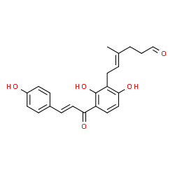 ChemSpider 2D Image | (4E)-6-{2,6-Dihydroxy-3-[(2E)-3-(4-hydroxyphenyl)-2-propenoyl]phenyl}-4-methyl-4-hexenal | C22H22O5
