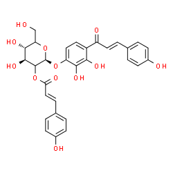 ChemSpider 2D Image | 2,3-Dihydroxy-4-[(2E)-3-(4-hydroxyphenyl)-2-propenoyl]phenyl 2-O-[(2E)-3-(4-hydroxyphenyl)-2-propenoyl]-beta-D-threo-hexopyranoside | C30H28O12