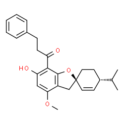 ChemSpider 2D Image | 1-[(2R,4'R)-6-Hydroxy-4'-isopropyl-4-methoxy-3H-spiro[1-benzofuran-2,1'-cyclohex[2]en]-7-yl]-3-phenyl-1-propanone | C26H30O4