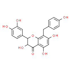 ChemSpider 2D Image | 2-(3,4-Dihydroxyphenyl)-3,5,7-trihydroxy-8-(4-hydroxybenzyl)-2,3-dihydro-4H-chromen-4-one | C22H18O8