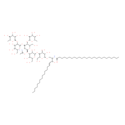 ChemSpider 2D Image | N-[(2S,3R,4E)-1-{[6-Deoxy-alpha-D-threo-hexopyranosyl-(1->4)-[6-deoxy-alpha-D-threo-hexopyranosyl-(1->2)-alpha-L-erythro-hexopyranosyl-(1->3)]-2-acetamido-2-deoxy-beta-D-threo-hexopyranosyl-(1->3)-alp
ha-L-erythro-hexopyranosyl-(1->4)-beta-D-threo-hexopyranosyl]oxy}-3-hydroxy-4-octadecen-2-yl]hexacosanamide | C82H150N2O31