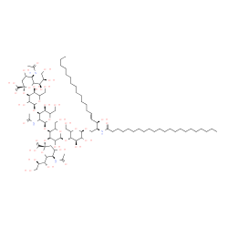 ChemSpider 2D Image | (2S,3R,4E)-2-(Docosanoylamino)-3-hydroxy-4-octadecen-1-yl (4xi)-5-acetamido-3,5-dideoxy-6-[(1R,2R)-1,2,3-trihydroxypropyl]-beta-L-glycero-hex-2-ulopyranonosyl-(2->3)-[(4xi)-5-acetamido-3,5-dideoxy-6-[
(1R,2R)-1,2,3-trihydroxypropyl]-beta-L-glycero-hex-2-ulopyranonosyl-(2->3)-alpha-L-erythro-hexopyranosyl-(1->3)-2-acetamido-2-deoxy-alpha-L-erythro-hexopyranosyl-(1->4)]-alpha-L-erythro-hexopyranosyl-
(1->4)-beta-D-threo-hexopyranoside | C88H156N4O39