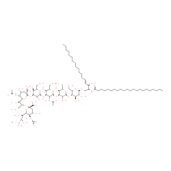 ChemSpider 2D Image | (2S,3R,4E)-2-(Docosanoylamino)-3-hydroxy-4-octadecen-1-yl (4xi)-5-acetamido-6-[(1S,2R)-2-({(4xi)-5-acetamido-3,5-dideoxy-6-[(1R,2R)-1,2,3-trihydroxypropyl]-beta-L-glycero-hex-2-ulopyranonosyl}oxy)-1,3
-dihydroxypropyl]-3,5-dideoxy-beta-L-glycero-hex-2-ulopyranonosyl-(2->3)-alpha-L-erythro-hexopyranosyl-(1->3)-2-acetamido-2-deoxy-beta-D-threo-hexopyranosyl-(1->3)-alpha-L-erythro-hexopyranosyl-(1->4)
-beta-D-threo-hexopyranoside | C88H156N4O39