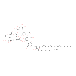 ChemSpider 2D Image | (2S,3R,4E)-2-(Docosanoylamino)-3-hydroxy-4-octadecen-1-yl (4xi)-5-acetamido-6-[(1S,2R)-2-({(4xi)-5-acetamido-3,5-dideoxy-6-[(1R,2R)-1,2,3-trihydroxypropyl]-beta-L-glycero-hex-2-ulopyranonosyl}oxy)-1,3
-dihydroxypropyl]-3,5-dideoxy-beta-L-glycero-hex-2-ulopyranonosyl-(2->6)-[alpha-L-erythro-hexopyranosyl-(1->3)]-2-acetamido-2-deoxy-alpha-L-erythro-hexopyranosyl-(1->4)-alpha-L-erythro-hexopyranosyl-(
1->4)-beta-D-threo-hexopyranoside | C88H156N4O39