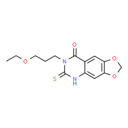 ChemSpider 2D Image | 7-(3-Ethoxypropyl)-6-thioxo-6,7-dihydro[1,3]dioxolo[4,5-g]quinazolin-8(5H)-one | C14H16N2O4S