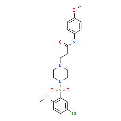 ChemSpider 2D Image | 3-{4-[(5-Chloro-2-methoxyphenyl)sulfonyl]-1-piperazinyl}-N-(4-methoxyphenyl)propanamide | C21H26ClN3O5S