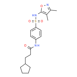 ChemSpider 2D Image | 3-Cyclopentyl-N-{4-[(3,4-dimethyl-1,2-oxazol-5-yl)sulfamoyl]phenyl}propanamide | C19H25N3O4S