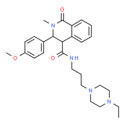 ChemSpider 2D Image | N-[3-(4-Ethyl-1-piperazinyl)propyl]-3-(4-methoxyphenyl)-2-methyl-1-oxo-1,2,3,4-tetrahydro-4-isoquinolinecarboxamide | C27H36N4O3