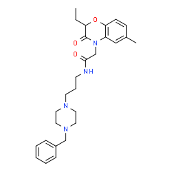 ChemSpider 2D Image | N-[3-(4-Benzyl-1-piperazinyl)propyl]-2-(2-ethyl-6-methyl-3-oxo-2,3-dihydro-4H-1,4-benzoxazin-4-yl)acetamide | C27H36N4O3