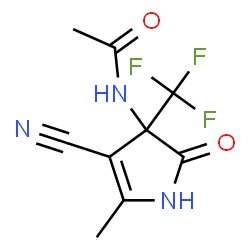 ChemSpider 2D Image | N-[4-Cyano-5-methyl-2-oxo-3-(trifluoromethyl)-2,3-dihydro-1H-pyrrol-3-yl]acetamide | C9H8F3N3O2