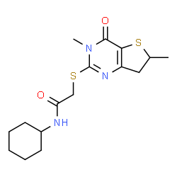 ChemSpider 2D Image | N-Cyclohexyl-2-[(3,6-dimethyl-4-oxo-3,4,6,7-tetrahydrothieno[3,2-d]pyrimidin-2-yl)sulfanyl]acetamide | C16H23N3O2S2