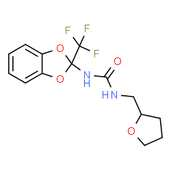 ChemSpider 2D Image | 1-(Tetrahydro-2-furanylmethyl)-3-[2-(trifluoromethyl)-1,3-benzodioxol-2-yl]urea | C14H15F3N2O4