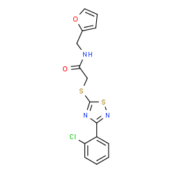 ChemSpider 2D Image | 2-{[3-(2-Chlorophenyl)-1,2,4-thiadiazol-5-yl]sulfanyl}-N-(2-furylmethyl)acetamide | C15H12ClN3O2S2