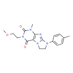 ChemSpider 2D Image | 3-(2-Methoxyethyl)-1-methyl-8-(4-methylphenyl)-7,8-dihydro-1H-imidazo[2,1-f]purine-2,4(3H,6H)-dione | C18H21N5O3