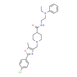 ChemSpider 2D Image | 1-{[2-(4-Chlorophenyl)-5-methyl-1,3-oxazol-4-yl]methyl}-N-{2-[ethyl(phenyl)amino]ethyl}-4-piperidinecarboxamide | C27H33ClN4O2