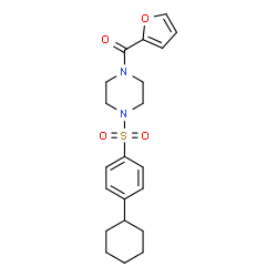 ChemSpider 2D Image | 1-[(4-cyclohexylphenyl)sulfonyl]-4-(2-furoyl)piperazine | C21H26N2O4S