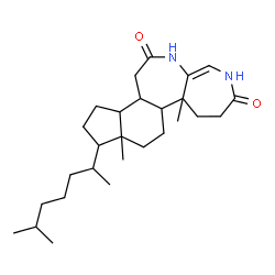ChemSpider 2D Image | 8a,10a-Dimethyl-11-(6-methyl-2-heptanyl)-3,5,7,8,8a,8b,9,10,10a,11,12,13,13a,13b-tetradecahydro-1H-azepino[3,4-b]indeno[5,4-d]azepine-2,6-dione | C27H44N2O2