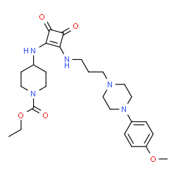 ChemSpider 2D Image | Ethyl 4-{[2-({3-[4-(4-methoxyphenyl)-1-piperazinyl]propyl}amino)-3,4-dioxo-1-cyclobuten-1-yl]amino}-1-piperidinecarboxylate | C26H37N5O5