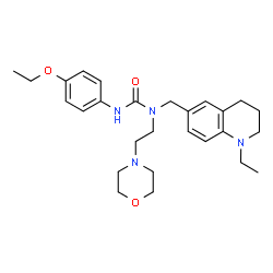 ChemSpider 2D Image | 3-(4-Ethoxyphenyl)-1-[(1-ethyl-1,2,3,4-tetrahydro-6-quinolinyl)methyl]-1-[2-(4-morpholinyl)ethyl]urea | C27H38N4O3