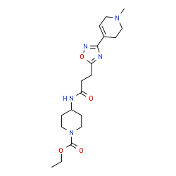 ChemSpider 2D Image | Ethyl 4-({3-[3-(1-methyl-1,2,3,6-tetrahydro-4-pyridinyl)-1,2,4-oxadiazol-5-yl]propanoyl}amino)-1-piperidinecarboxylate | C19H29N5O4