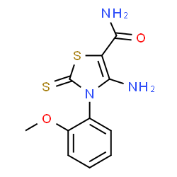 ChemSpider 2D Image | 4-Amino-3-(2-methoxyphenyl)-2-thioxo-2,3-dihydro-1,3-thiazole-5-carboxamide | C11H11N3O2S2