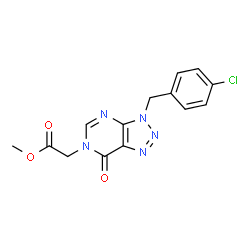 ChemSpider 2D Image | Methyl [3-(4-chlorobenzyl)-7-oxo-3,7-dihydro-6H-[1,2,3]triazolo[4,5-d]pyrimidin-6-yl]acetate | C14H12ClN5O3