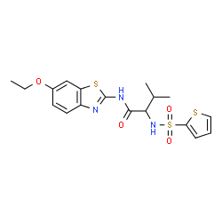 ChemSpider 2D Image | N-(6-Ethoxy-1,3-benzothiazol-2-yl)-N~2~-(2-thienylsulfonyl)valinamide | C18H21N3O4S3