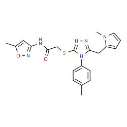ChemSpider 2D Image | N-(5-Methyl-1,2-oxazol-3-yl)-2-({4-(4-methylphenyl)-5-[(1-methyl-1H-pyrrol-2-yl)methyl]-4H-1,2,4-triazol-3-yl}sulfanyl)acetamide | C21H22N6O2S