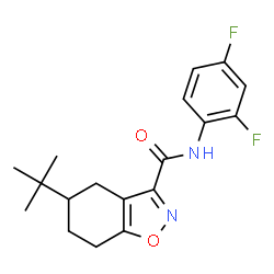 ChemSpider 2D Image | N-(2,4-Difluorophenyl)-5-(2-methyl-2-propanyl)-4,5,6,7-tetrahydro-1,2-benzoxazole-3-carboxamide | C18H20F2N2O2