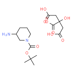 ChemSpider 2D Image | tert-Butyl 3-aminopiperidine-1-carboxylate 2-hydroxypropane-1,2,3-tricarboxylate | C16H28N2O9