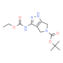 ChemSpider 2D Image | 2-Methyl-2-propanyl 3-[(ethoxycarbonyl)amino]-4,6-dihydropyrrolo[3,4-c]pyrazole-5(1H)-carboxylate | C13H20N4O4