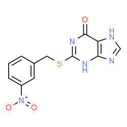 ChemSpider 2D Image | 2-((3-Nitrobenzyl)thio)-9H-purin-6-ol | C12H9N5O3S