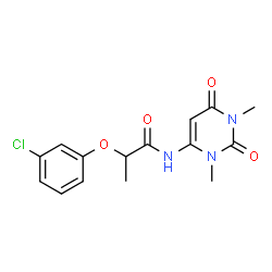 ChemSpider 2D Image | 2-(3-Chlorophenoxy)-N-(1,3-dimethyl-2,6-dioxo-1,2,3,6-tetrahydro-4-pyrimidinyl)propanamide | C15H16ClN3O4