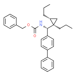 ChemSpider 2D Image | Benzyl {(R)-4-biphenylyl[(1R,2R)-1,2-dipropylcyclopropyl]methyl}carbamate | C30H35NO2