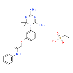 ChemSpider 2D Image | Ethanesulfonic acid - 2-[3-(4,6-diamino-2,2-dimethyl-1,3,5-triazin-1(2H)-yl)phenoxy]-N-phenylacetamide (1:1) | C21H28N6O5S