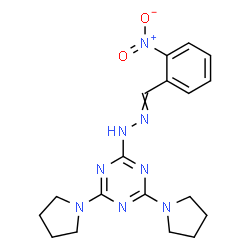 ChemSpider 2D Image | 2-[2-(2-Nitrobenzylidene)hydrazino]-4,6-di(1-pyrrolidinyl)-1,3,5-triazine | C18H22N8O2