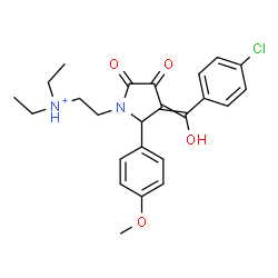 ChemSpider 2D Image | 2-{3-[(4-Chlorophenyl)(hydroxy)methylene]-2-(4-methoxyphenyl)-4,5-dioxo-1-pyrrolidinyl}-N,N-diethylethanaminium | C24H28ClN2O4