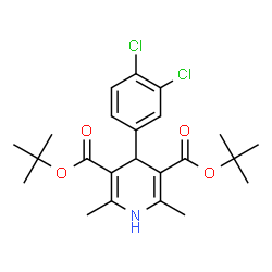 ChemSpider 2D Image | Bis(2-methyl-2-propanyl) 4-(3,4-dichlorophenyl)-2,6-dimethyl-1,4-dihydro-3,5-pyridinedicarboxylate | C23H29Cl2NO4