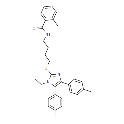ChemSpider 2D Image | N-(4-{[1-Ethyl-4,5-bis(4-methylphenyl)-1H-imidazol-2-yl]sulfanyl}butyl)-2-methylbenzamide | C31H35N3OS