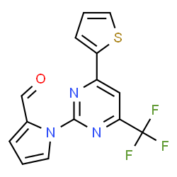 ChemSpider 2D Image | 1-[4-(2-Thienyl)-6-(trifluoromethyl)-2-pyrimidinyl]-1H-pyrrole-2-carbaldehyde | C14H8F3N3OS