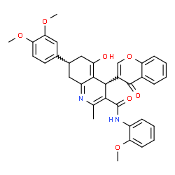 ChemSpider 2D Image | 7-(3,4-Dimethoxyphenyl)-5-hydroxy-N-(2-methoxyphenyl)-2-methyl-4-(4-oxo-4H-chromen-3-yl)-4,6,7,8-tetrahydro-3-quinolinecarboxamide | C35H32N2O7