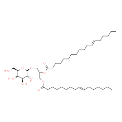 ChemSpider 2D Image | (2S)-1-(beta-D-Galactopyranosyloxy)-3-[(9E)-9-hexadecenoyloxy]-2-propanyl (9E,12E)-9,12-octadecadienoate | C43H76O10