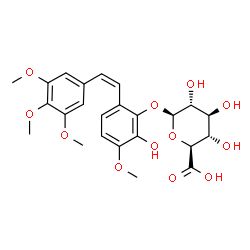 ChemSpider 2D Image | 2-Hydroxy-3-methoxy-6-[(Z)-2-(3,4,5-trimethoxyphenyl)vinyl]phenyl beta-D-glucopyranosiduronic acid | C24H28O12