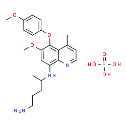 ChemSpider 2D Image | N~4~-[6-Methoxy-5-(4-methoxyphenoxy)-4-methyl-8-quinolinyl]-1,4-pentanediamine phosphate (1:1) | C23H32N3O7P
