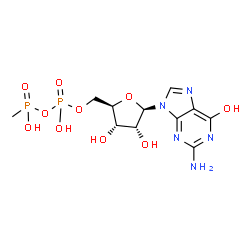 ChemSpider 2D Image | 5'-O-(Hydroxy{[hydroxy(methyl)phosphoryl]oxy}phosphoryl)guanosine | C11H17N5O10P2