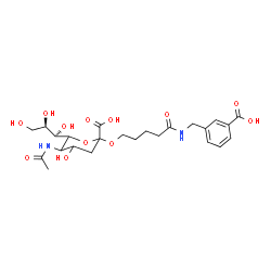 ChemSpider 2D Image | 5-[(3-Carboxybenzyl)amino]-5-oxopentyl 5-acetamido-3,5-dideoxy-6-[(1R,2R)-1,2,3-trihydroxypropyl]hex-2-ulopyranosidonic acid | C24H34N2O12