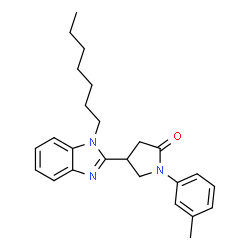 ChemSpider 2D Image | 4-(1-Heptyl-1H-benzimidazol-2-yl)-1-(3-methylphenyl)-2-pyrrolidinone | C25H31N3O